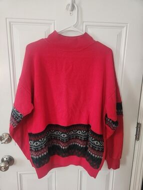 Vintage Sunbelt Christmasy Red Patterned Pullover Sweater